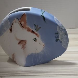 Vintage 1985 CAT FLORAL VASE PORTUGAL Minou-ettes by C. Pradalie FINE PORCELAIN
